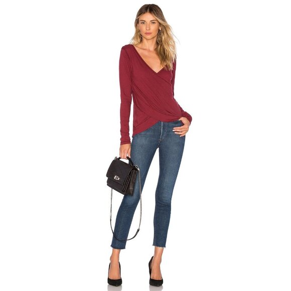 Bobi Bordeaux Reversible Criss-Cross Long Sleeve Top - Picture 4 of 7
